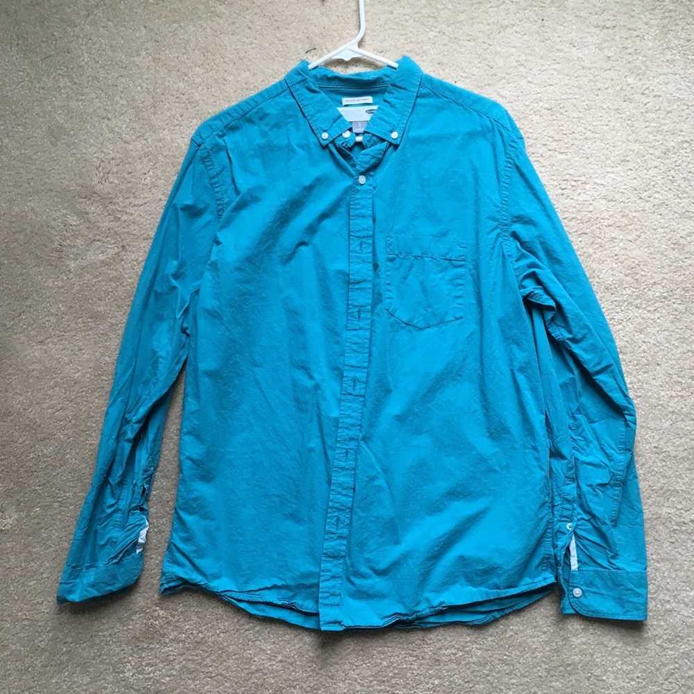 Teal button down